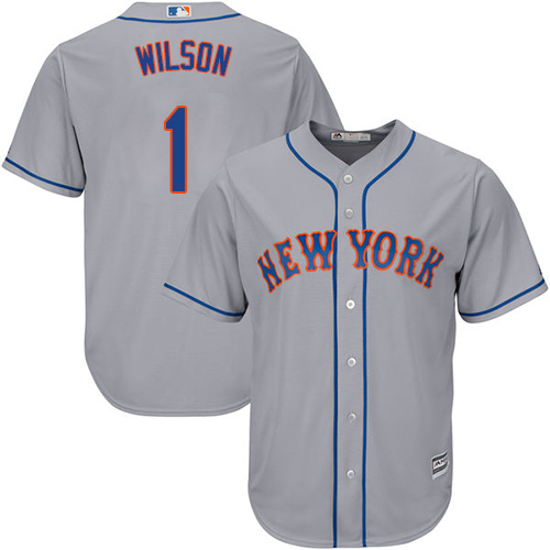 Mets #1 Mookie Wilson Grey Cool Base Stitched Youth MLB Jersey - Click Image to Close